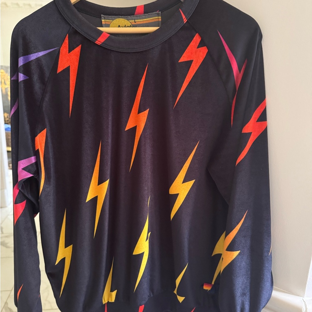 Aviator Nation Black Sweatshirt with Colorful Accents